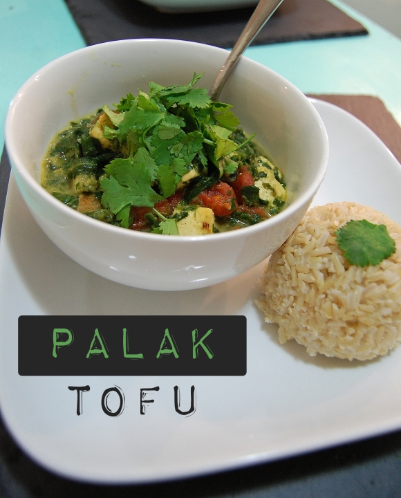 palak tofu with text